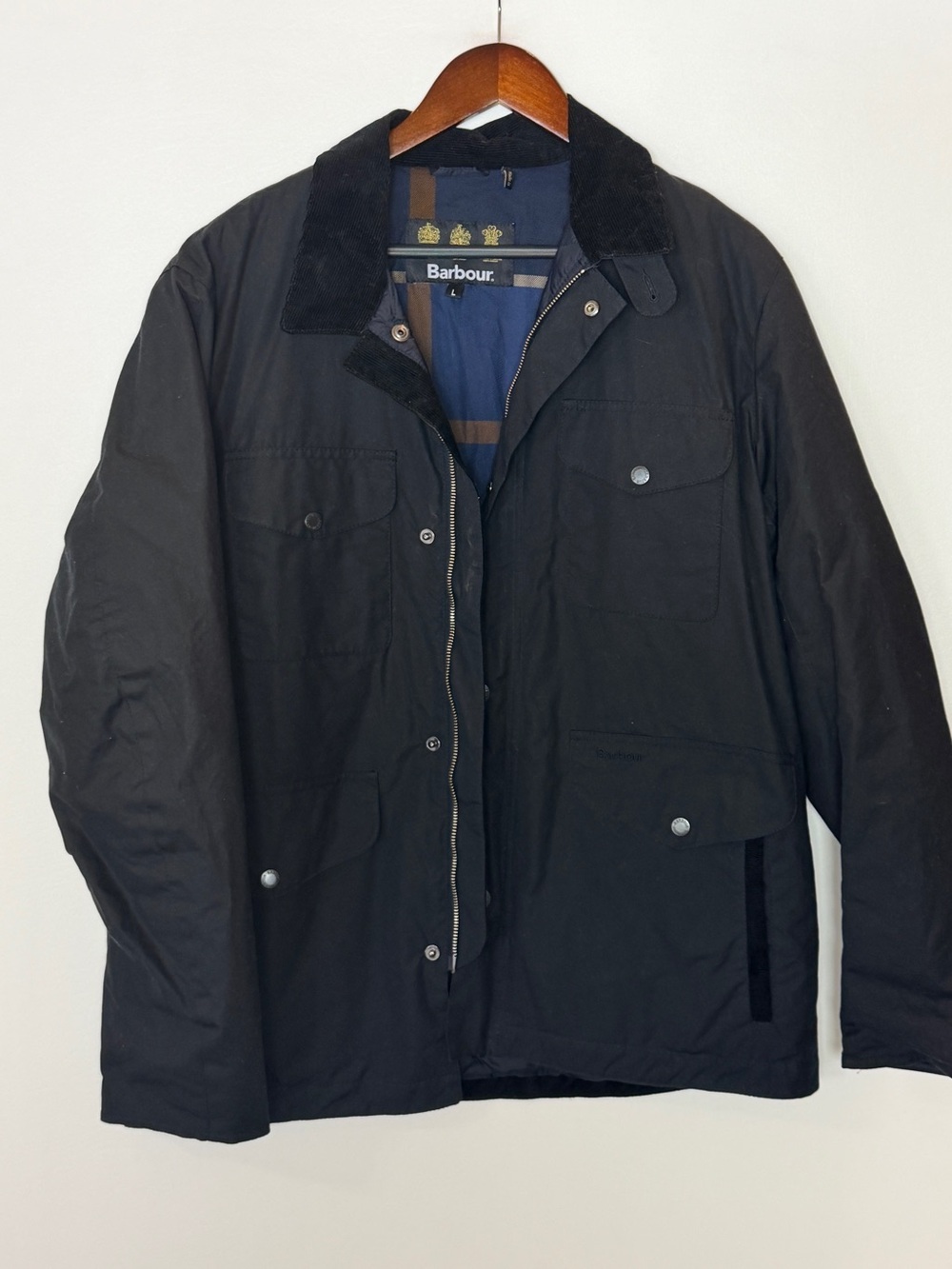 Barbour Fawden Navy Military-Style Waxed Field Jacket